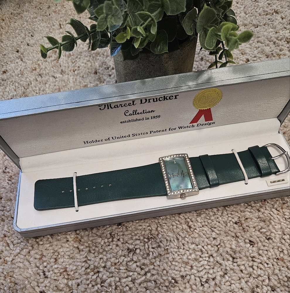 Marcel Drucker Collection Green Watch with Silver Accents